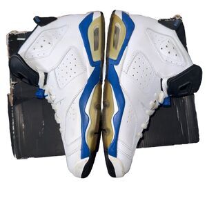 Air Jordan 6 Retro BG Sneakers White Sport Blue Black Size 5.5 Youth !